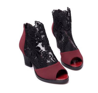 Tacones Altos de Encaje Grueso y Transpirable - Image 22
