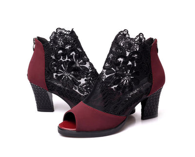 Tacones Altos de Encaje Grueso y Transpirable - Image 24