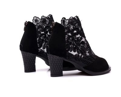 Tacones Altos de Encaje Grueso y Transpirable - Image 25
