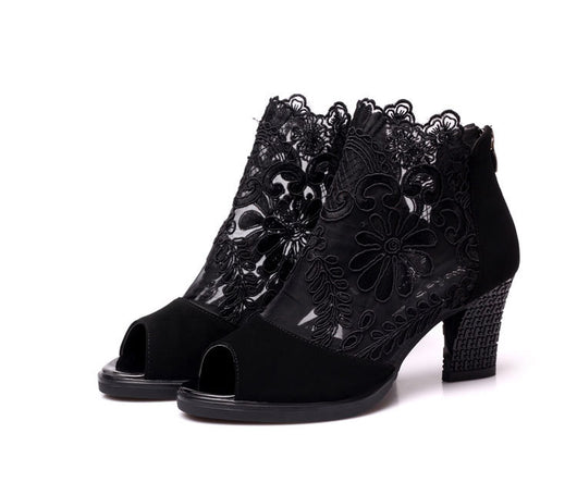 Tacones Altos de Encaje Grueso y Transpirable - Image 26