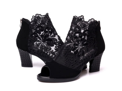 Tacones Altos de Encaje Grueso y Transpirable - Image 27
