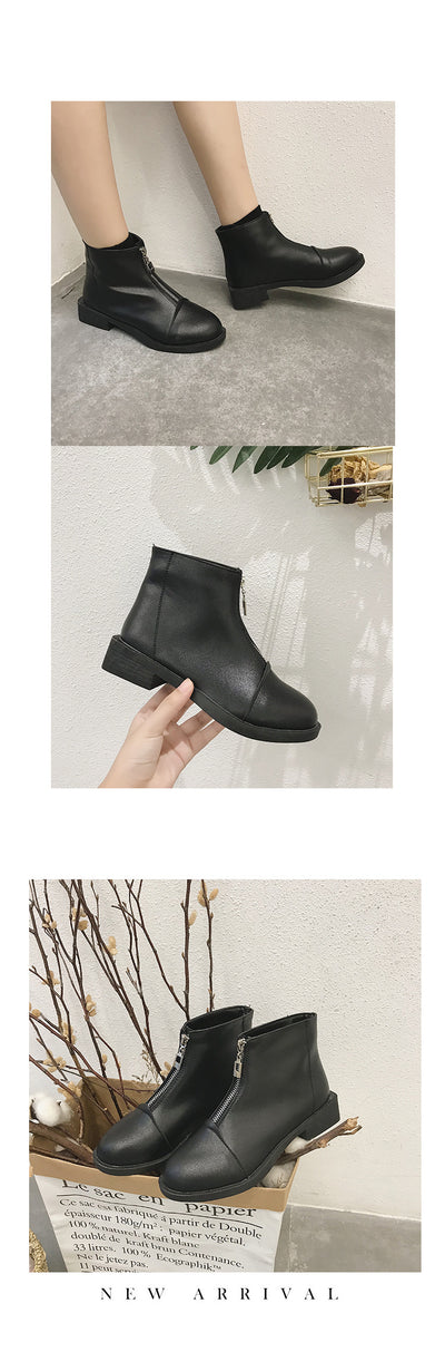 Botas Martin Blancas Mujer - Estilo Británico Coreano con Cierre Frontal - Image 6