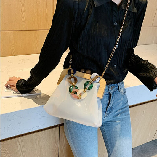 Bolso Mensajero Transparente con Cadena para Mujer - Image 20
