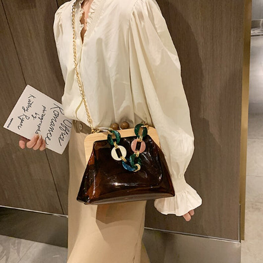 Bolso Mensajero Transparente con Cadena para Mujer - Image 22