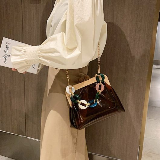 Bolso Mensajero Transparente con Cadena para Mujer - Image 24