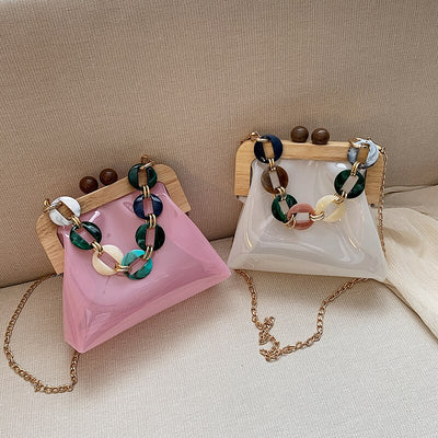 Bolso Mensajero Transparente con Cadena para Mujer - Image 29