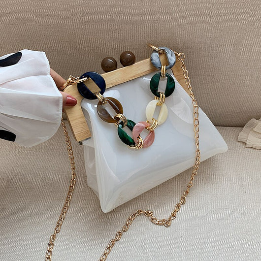 Bolso Mensajero Transparente con Cadena para Mujer - Image 30
