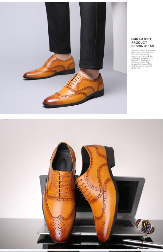Zapatos Brogues de Cuero para Hombre - Talla Grande Profesional - Image 9