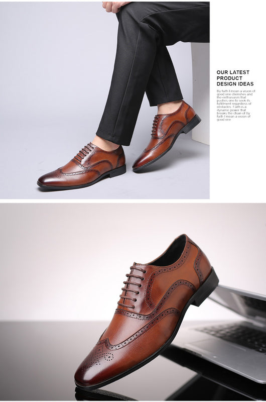 Zapatos Brogues de Cuero para Hombre - Talla Grande Profesional - Image 10