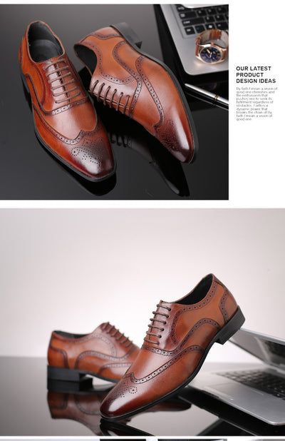 Zapatos Brogues de Cuero para Hombre - Talla Grande Profesional - Image 12