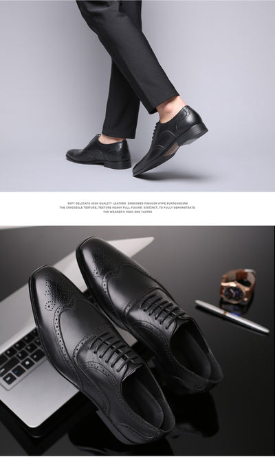 Zapatos Brogues de Cuero para Hombre - Talla Grande Profesional - Image 13