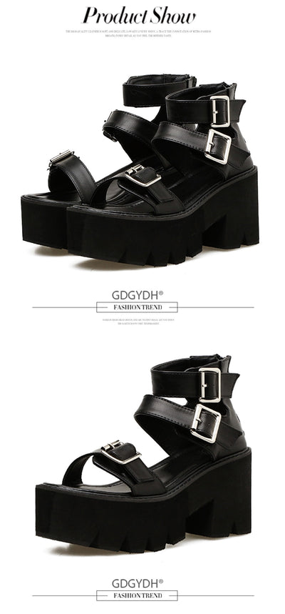 Sandalias de Tacón Alto con Plataforma Gruesa y Hebilla Ajustable - Estilo Europeo - Image 9