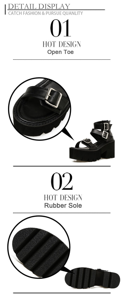 Sandalias de Tacón Alto con Plataforma Gruesa y Hebilla Ajustable - Estilo Europeo - Image 11