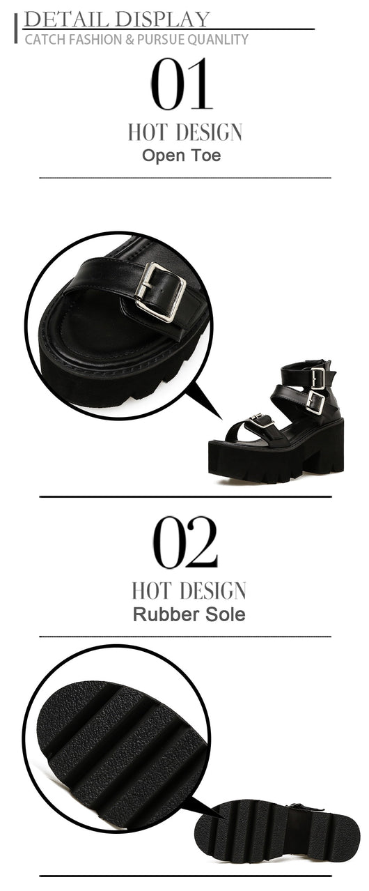 Sandalias de Tacón Alto con Plataforma Gruesa y Hebilla Ajustable - Estilo Europeo - Image 11