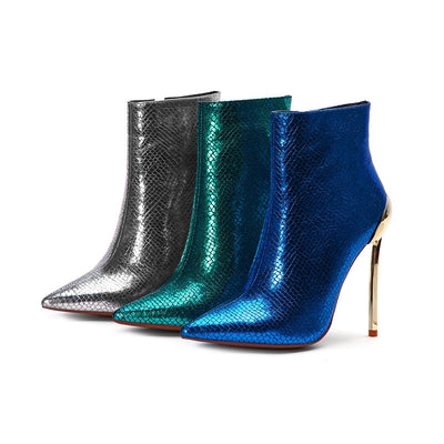 Botas Tobilleras de Tacón Stiletto Metálico Puntiagudo - Image 7