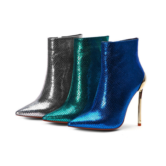 Botas Tobilleras de Tacón Stiletto Metálico Puntiagudo - Image 7