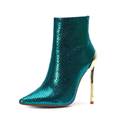 Botas Tobilleras de Tacón Stiletto Metálico Puntiagudo - Image 10
