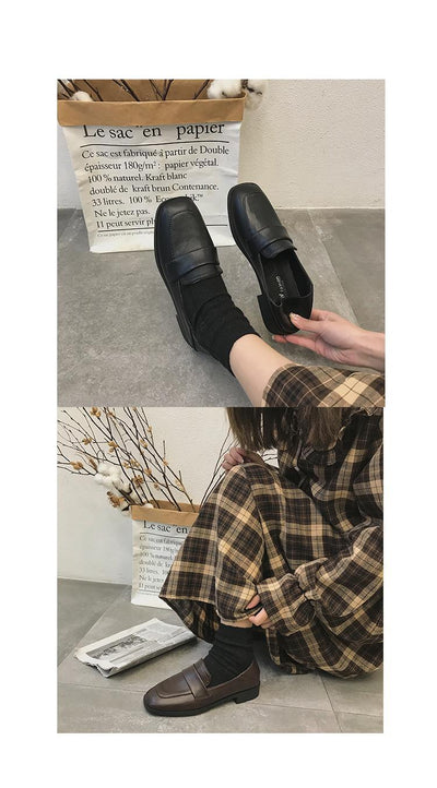 Mocasines Retro de Tacón Cuadrado en Cuero Suave con Tacón Robusto - Image 9