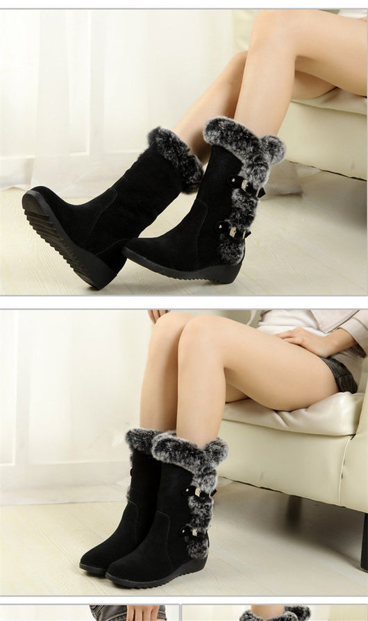 Botas de Invierno Caña Media con Pelaje Sintético - Comodidad Cálida para Mujer - Image 10