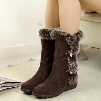 Botas de Invierno Caña Media con Pelaje Sintético - Comodidad Cálida para Mujer - Image 13