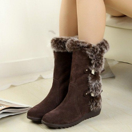 Botas de Invierno Caña Media con Pelaje Sintético - Comodidad Cálida para Mujer - Image 13