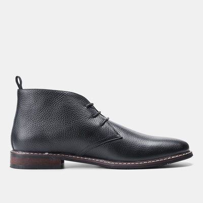 Botas Negras de Cuero Genuino Primera Capa con Patrón Lichi para Hombre - Image 9