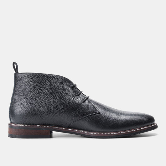 Botas Negras de Cuero Genuino Primera Capa con Patrón Lichi para Hombre - Image 9