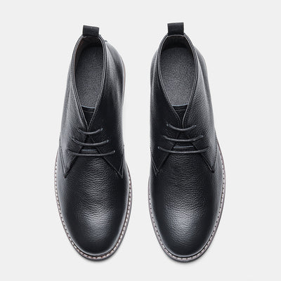 Botas Negras de Cuero Genuino Primera Capa con Patrón Lichi para Hombre - Image 10