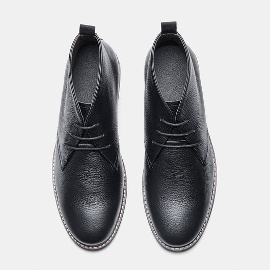 Botas Negras de Cuero Genuino Primera Capa con Patrón Lichi para Hombre - Image 10