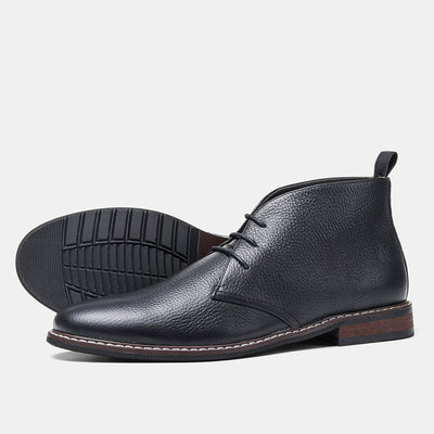 Botas Negras de Cuero Genuino Primera Capa con Patrón Lichi para Hombre - Image 11