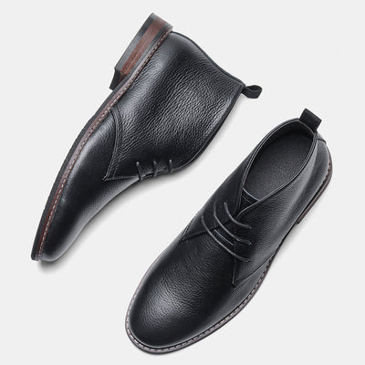 Botas Negras de Cuero Genuino Primera Capa con Patrón Lichi para Hombre - Image 13