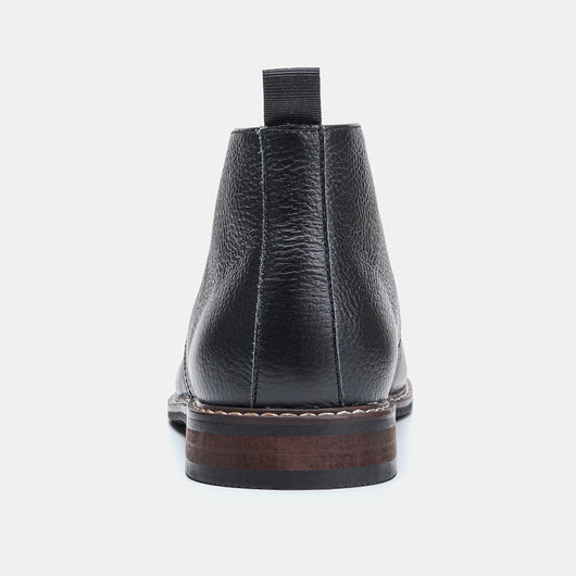 Botas Negras de Cuero Genuino Primera Capa con Patrón Lichi para Hombre - Image 15