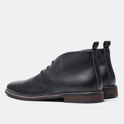 Botas Negras de Cuero Genuino Primera Capa con Patrón Lichi para Hombre - Image 16