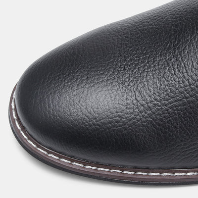 Botas Negras de Cuero Genuino Primera Capa con Patrón Lichi para Hombre - Image 17