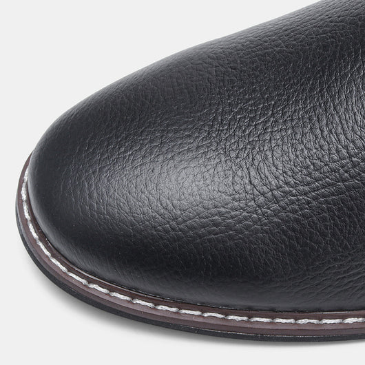 Botas Negras de Cuero Genuino Primera Capa con Patrón Lichi para Hombre - Image 17