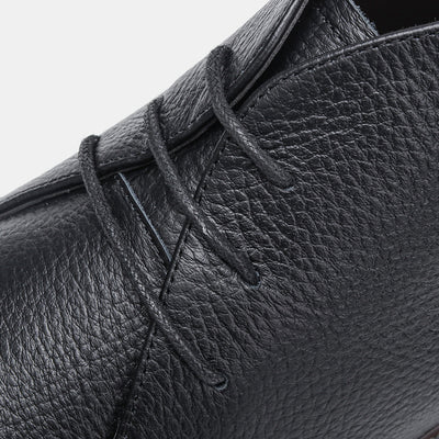 Botas Negras de Cuero Genuino Primera Capa con Patrón Lichi para Hombre - Image 18