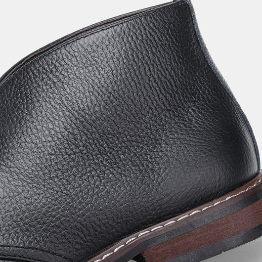 Botas Negras de Cuero Genuino Primera Capa con Patrón Lichi para Hombre - Image 19