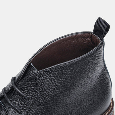 Botas Negras de Cuero Genuino Primera Capa con Patrón Lichi para Hombre - Image 20