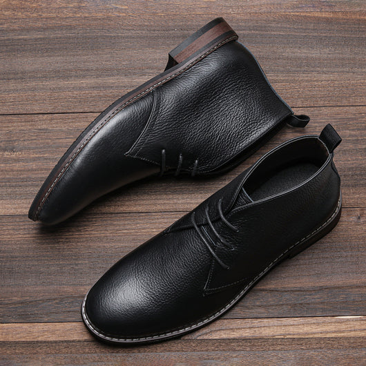 Botas Negras de Cuero Genuino Primera Capa con Patrón Lichi para Hombre - Image 22