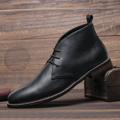 Botas Negras de Cuero Genuino Primera Capa con Patrón Lichi para Hombre - Image 24