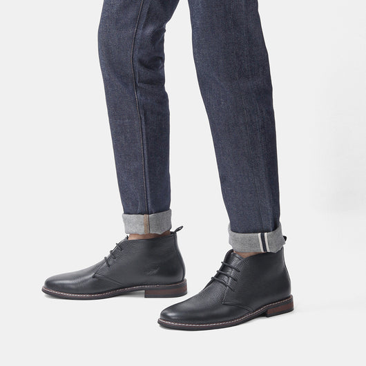 Botas Negras de Cuero Genuino Primera Capa con Patrón Lichi para Hombre - Image 25