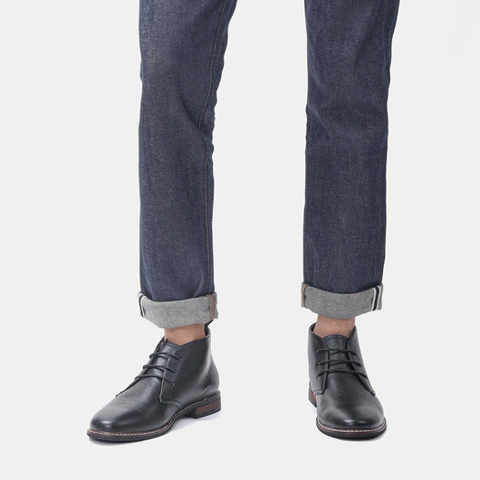 Botas Negras de Cuero Genuino Primera Capa con Patrón Lichi para Hombre - Image 26