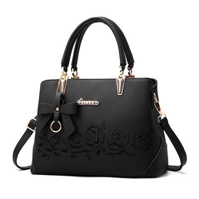 Bolso Tote con Bordado de Rosa - Image 3