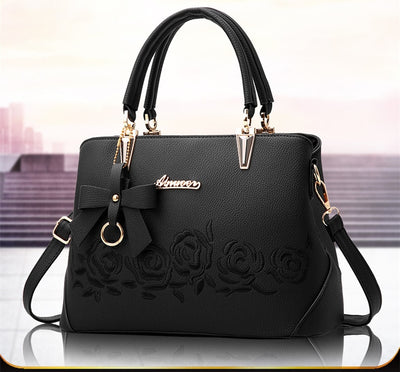 Bolso Tote con Bordado de Rosa - Image 4