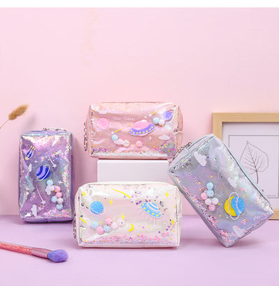 Bolsa de Maquillaje con Efecto Arenilla y Monedero Integrado - Image 6