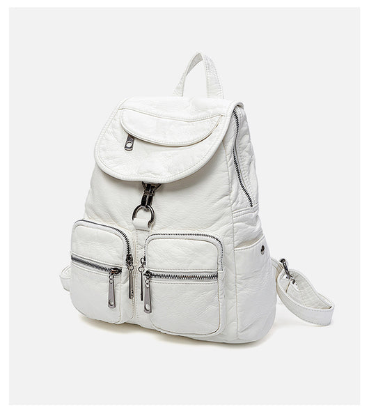 Mochila de Cuero Lavado para Mujer - Gran Capacidad y Estilo Casual - Image 10