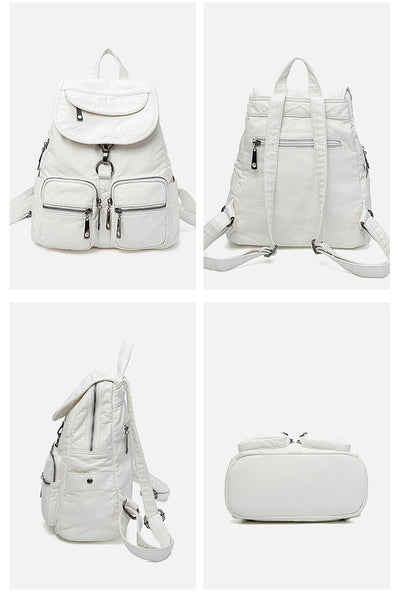 Mochila de Cuero Lavado para Mujer - Gran Capacidad y Estilo Casual - Image 11