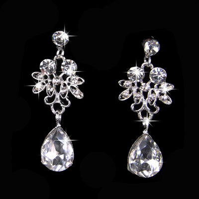Purple crystal necklace and earring set with butterfly and floral designs, featuring large teardrop pendants. - Image 15