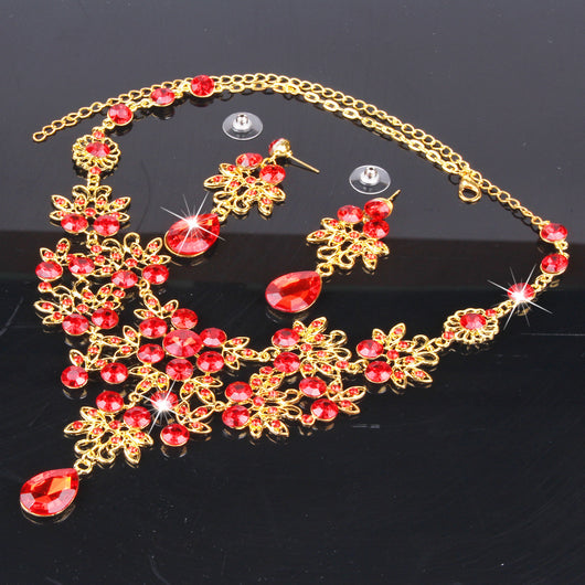 Purple crystal necklace and earring set with butterfly and floral designs, featuring large teardrop pendants. - Image 18