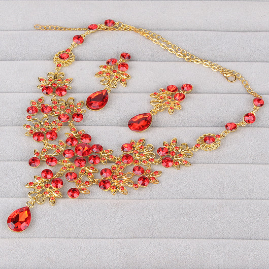 Purple crystal necklace and earring set with butterfly and floral designs, featuring large teardrop pendants. - Image 19